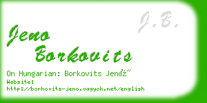 jeno borkovits business card